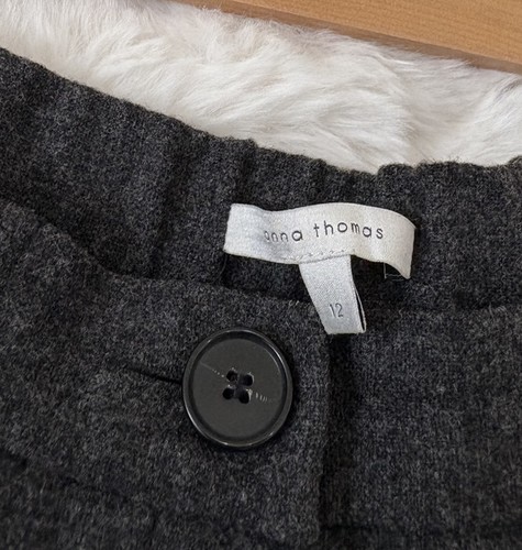 ANNA THOMAS Slim Fit Grey Wool Elastic Waist Pants Trousers Size 12 - Picture 4 of 5