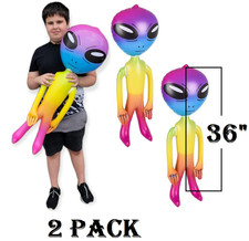 2 PACK -36" Rainbow Alien INFLATE Vinyl Inflatable Huge Alien Figures Hang Tag