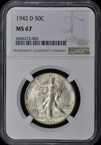 1942-D Walking Liberty Half Dollar 50C NGC MS67