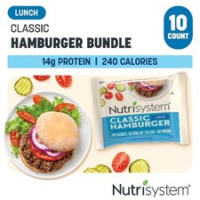 Nutrisystem High Protein Classic Beef Hamburgers, Frozen,14g of Protein,10 Count