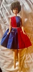 Vtg Bubblecut Brunette  1958-1962 Barbie Midge Straight Leg fancy free dress