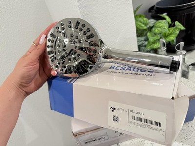 BESAQUO 10 Functions Handheld Shower Head Round Chrome Multi Function