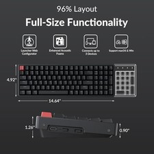 KEYCHRON K4 96 LAYOUT QMK WIRELESS AND WIRED MECHANICAL KEYBOARD SUPER - BLACK