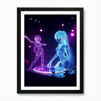Virtueller DJ Kunstdruck gerahmtes Wandbild Poster Leinwanddruck Bild
