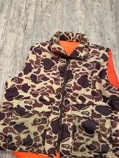 Ozark Trail Men's Vest Duck Camo Reversible Orange Hunting Vintage- XXL
