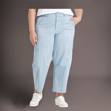 Universal Thread Mid Rise Barrel Leg Cargo Ankle Pants Light Blue Sz17 NWT