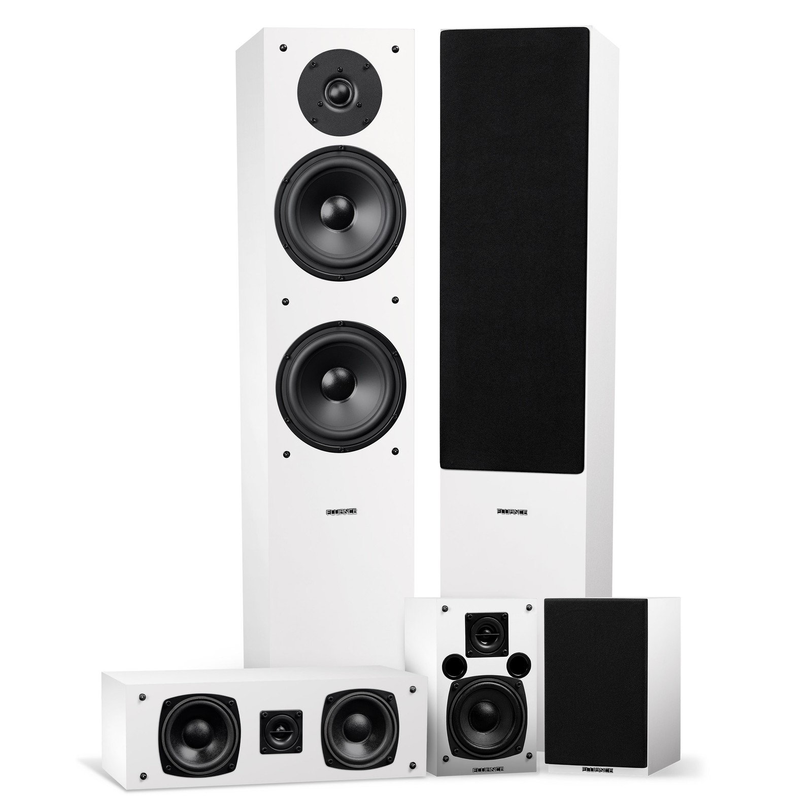 Fluance Elite 5.0 Surround Sound Home Theater Speaker System - White