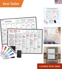 17x12 Magnetic Dry Erase Calendar  Chores Chart Set for Kids - 2 Board Bundle