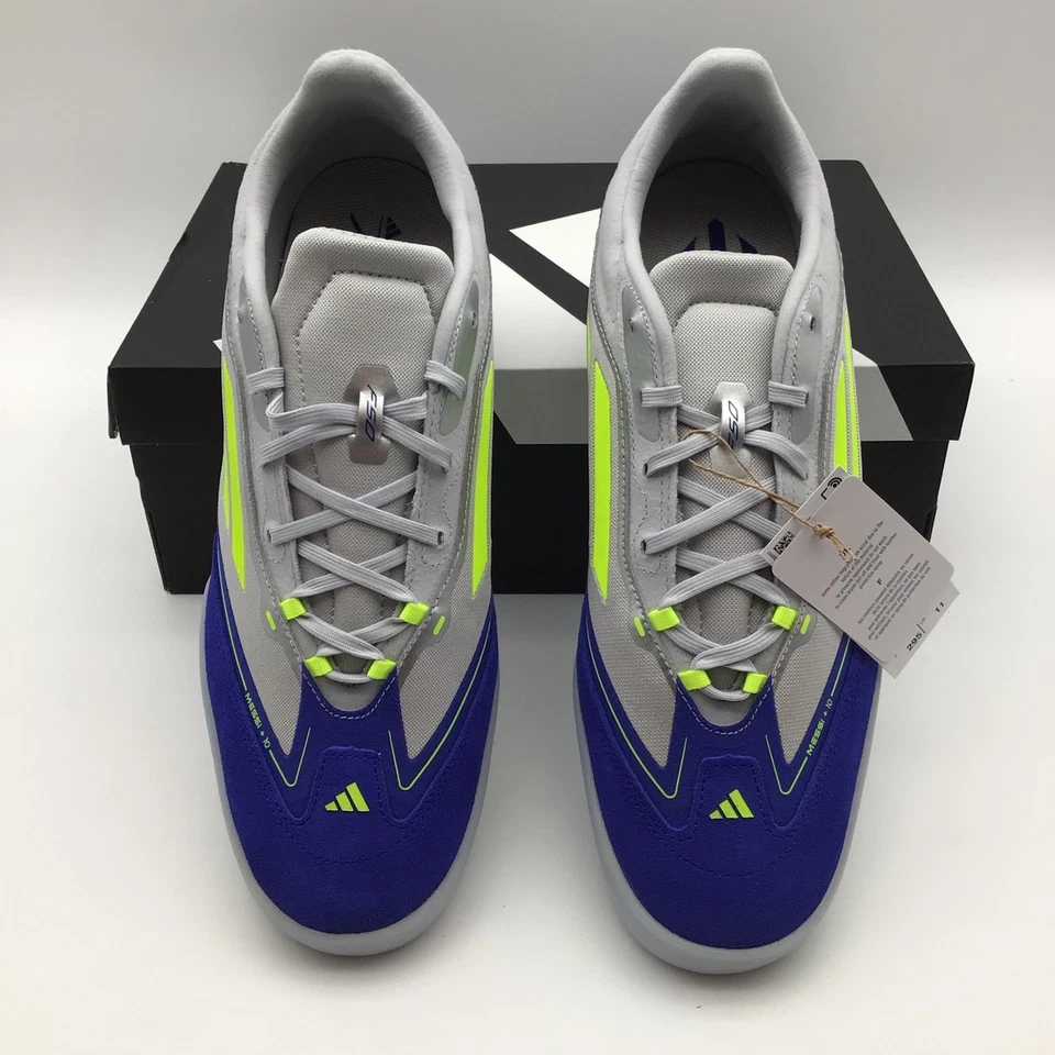 Tênis de futebol Adidas F50 Freestyle Messi indoor azul amarelo JH8830 masculino 11.5 novo - Imagem 3 de 4