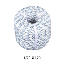 1/2" x 120' Double Braided Polyester Rope 8400 Lbs Breaking Strength For Swing