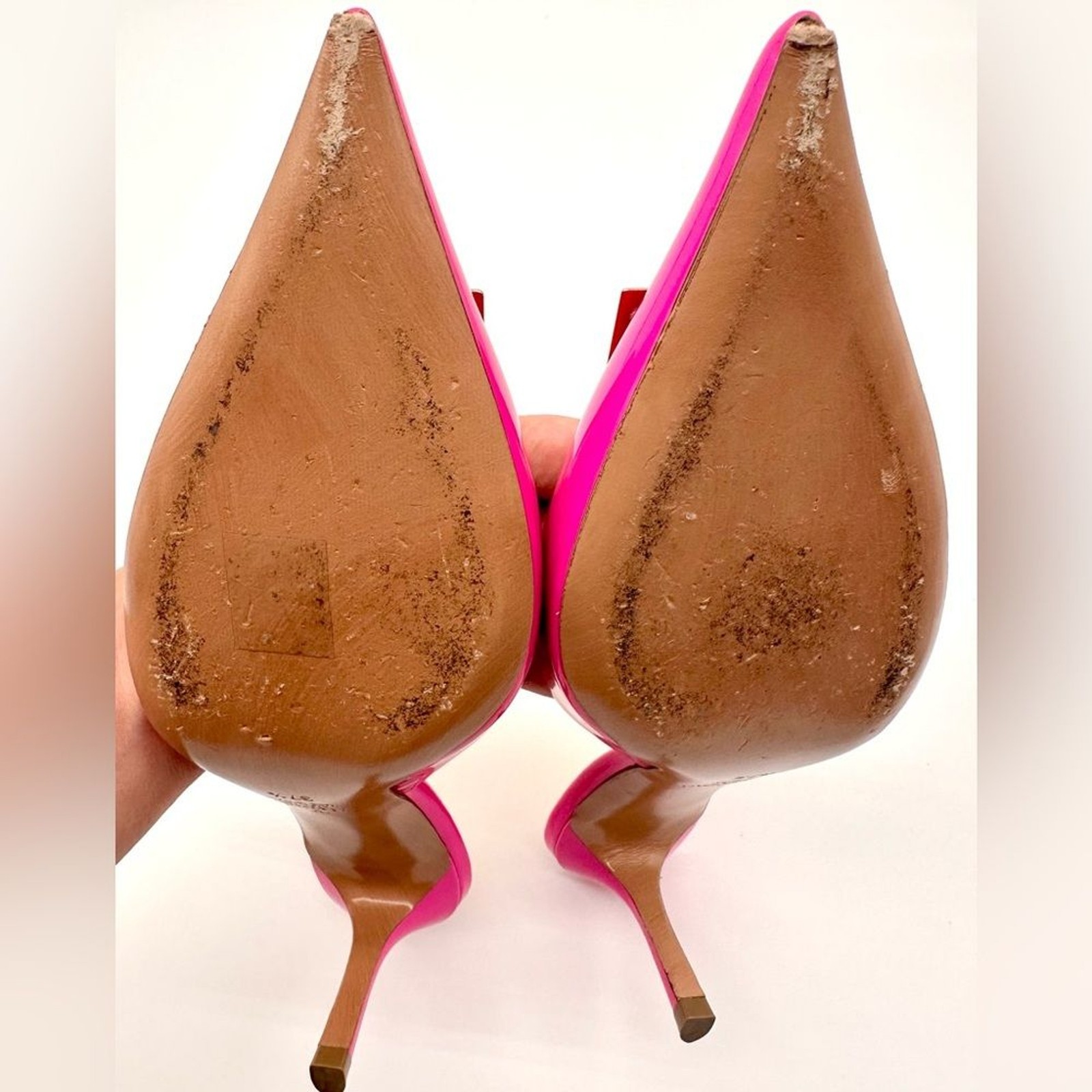 Valentino Garavani One Stud Pink Patent Leather Mules Heels EU 37.5 US 7.5 thumbnail 13