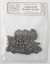 Lili of the Valley Rubber stamp 2 Bears on a log Destash Craftroom clearout