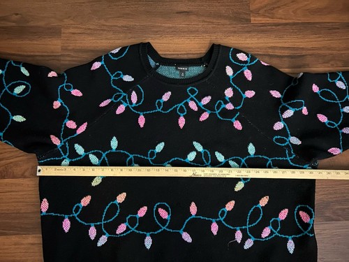 Torrid Black Festive Christmas Lights Knit Pullover Sweater Size 5 (5X) Holidays - Picture 3 of 5