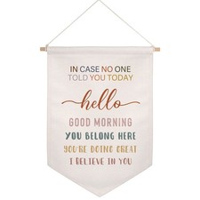 Classroom Inspiration Banner, Positive Quote Sign, Fabric Hanging, White