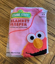 Vintage Sesame Street Blanket Sleeper One Piece Footed Pajamas Pink Sz 12 Mo
