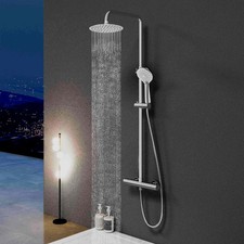DUSCHPARADIES Thermostat Duschset  Mit Runder Regendusche Und Handbraus