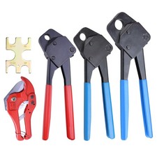 3/8 1/2 3/4" 3 Pex Crimper & 1-5/8" Ratchet Pipe Cutter Crimping Plumbing Tool