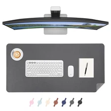 31.5x15.7 inch Dark Grey PU Leather Desk Mat Waterproof Non-Slip Mouse Pad