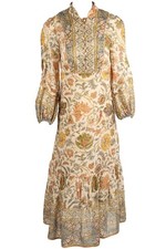 ZIMMERMANN MULTI LINEN MAXI DRESS 1 UK 10