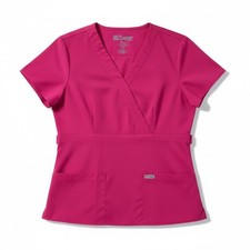 Grey's Anatomy by Barco Women's M Scrub Riley Top Pink V-Neck Short Sleeve