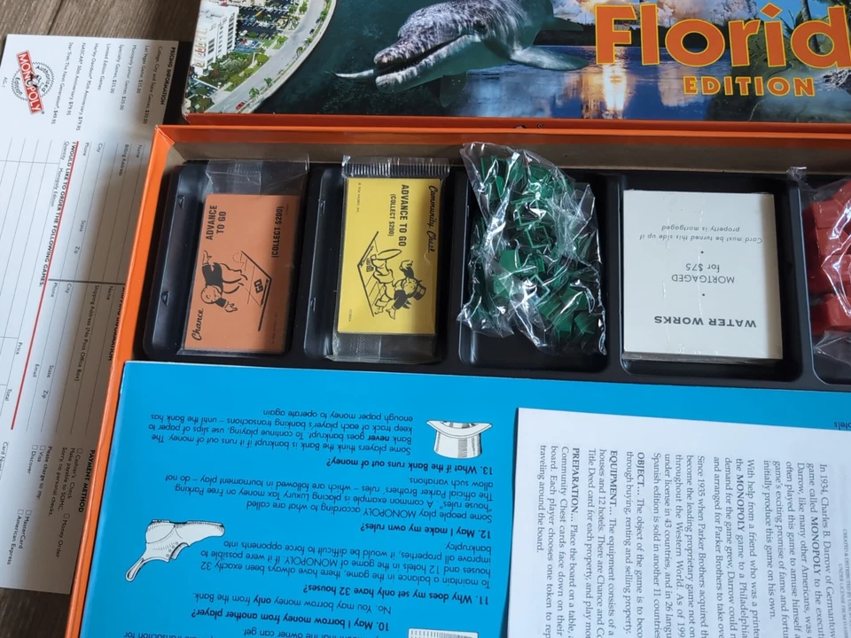 Monopoly Board Game Florida Edition Family Strategy 1998 Complete - Image 3 of 4