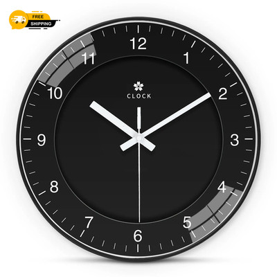 Einfache schwarze Glas-Wanduhr leise nicht tickend rund Home Office Dekor Geschenk UK