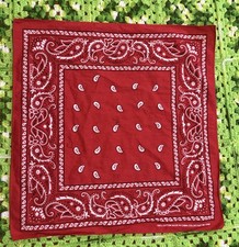 Vintage Colorfast Cotton China Red Bandana Handkerchief Retro Western