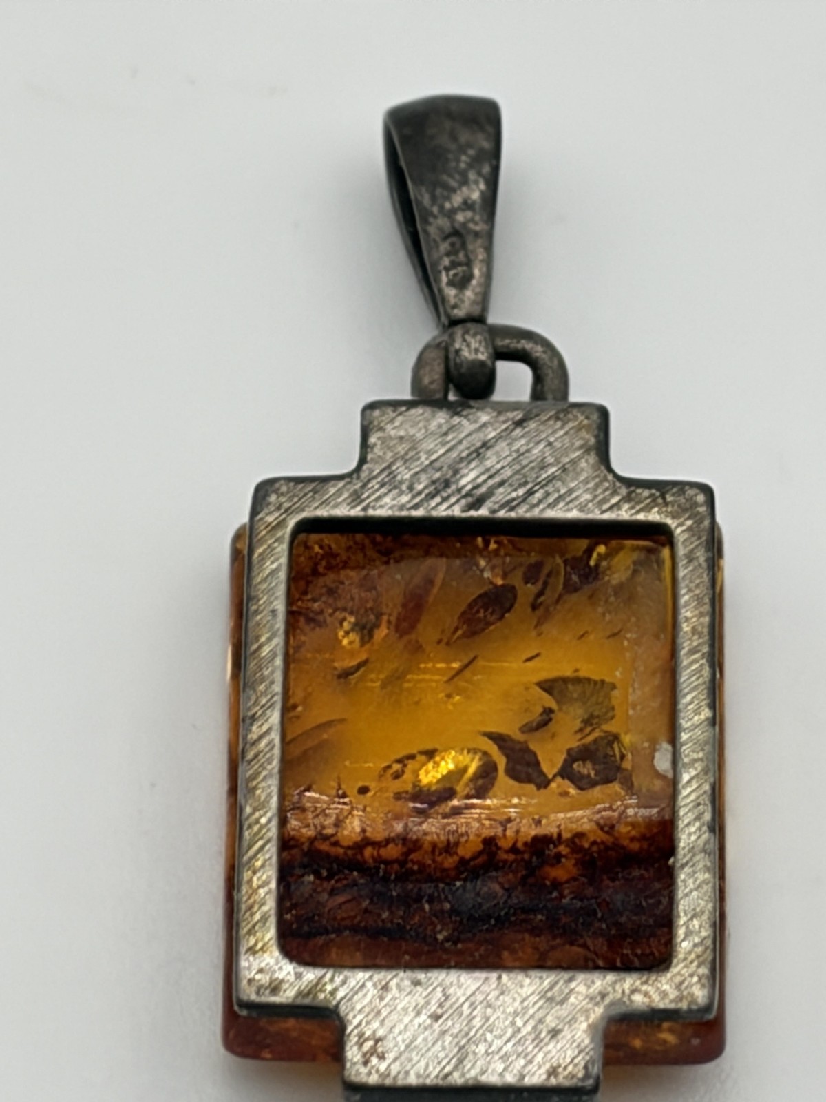 Baltic Amber 875 Silver Pendant Rectangular Caboc… - image 3