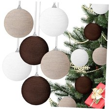 Pcs Large Farmhouse Christmas Ball Ornaments Jumbo 6 Inch 6 White, Brown, Camel