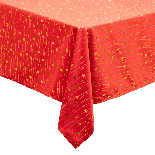 Weihnachtstischdecke Tischtuch Rot Gold Sternen Weihnachten 140X360Cm Tischdecke-image
