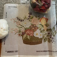 elizabeth bradley needlepoint kits Started Ehrman 1991 Flower Basket 