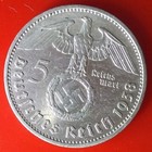 Silver 1938 A 5 ReichsMark from Germany w/ Swastika WW2 Coin, Combined Shipping  — photo 1