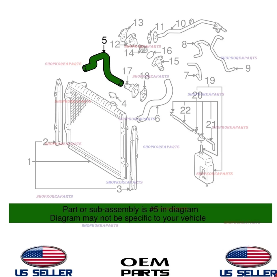 Mangueira superior genuína do líquido de arrefecimento do motor 1995-2004 Toyota 4Runner Tacoma 2.4L 2.7L - Imagem 2 de 3