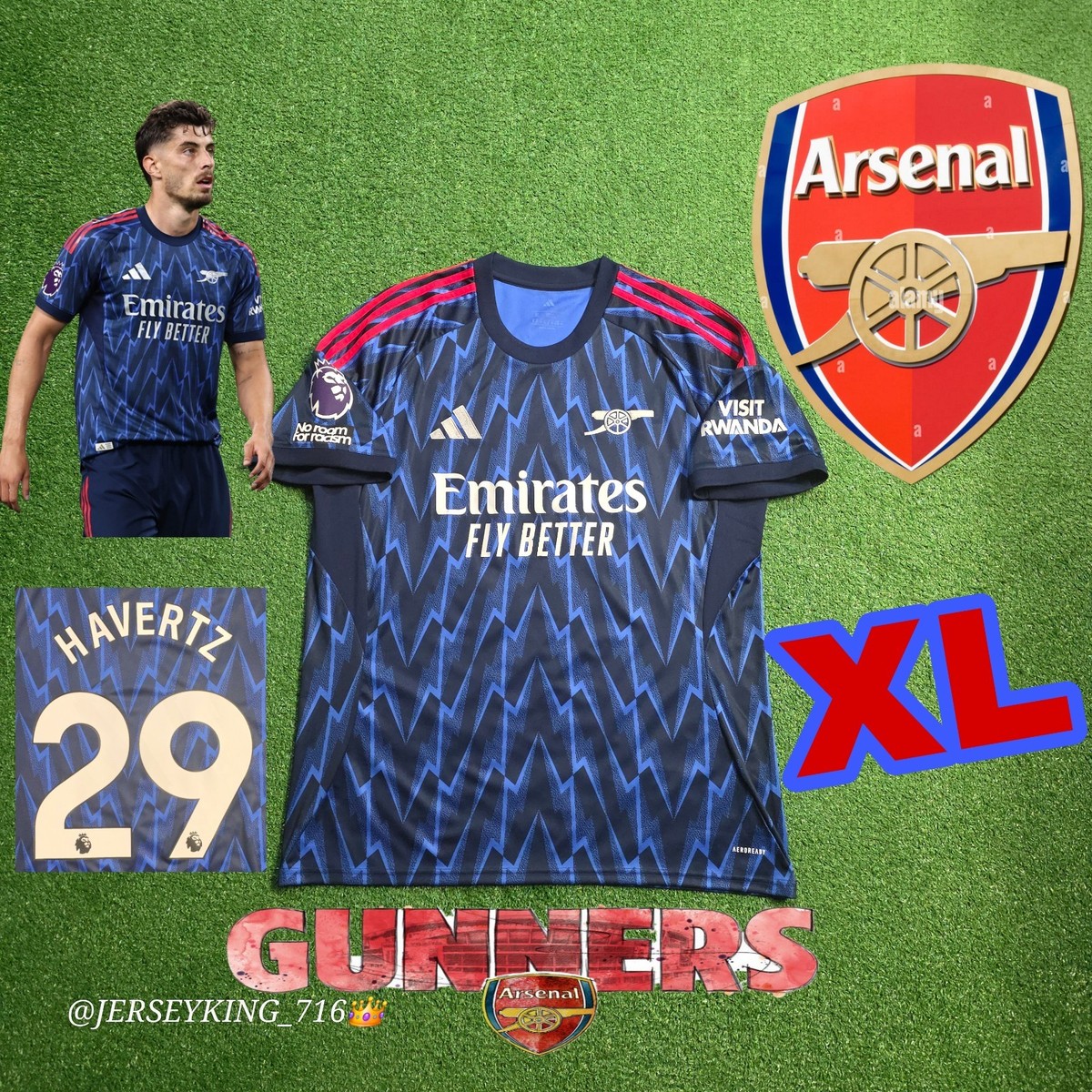 Adidas Arsenal FC Kai Havertz#29 2025/2026 Away Jersey EPL Patch