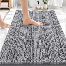 Thick Bathroom Rugs 30x20, Extra Soft Absorbent Chenille Striped Bath Rugs, Rubb