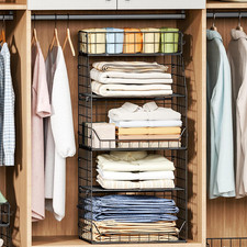 5-Tier Stackable Closet Organizers and Storage with Small Basket for Hats,Closet