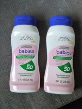 Lot of 2 Studio Selection Sunscreen Lotion For Babies Spf 50 New 8 OZ. Exp 12/26 2.00 per gallon