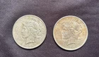 Lot Of 2 Silver Peace Dollars