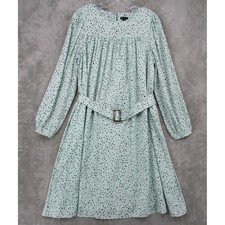 Ann Taylor Dress Womens Medium Belted Balloon Sleeve Polka Dot Career Office