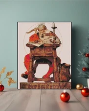 Norman Rockwell Christmas Santa Checking List Handmade Cross-Stitch Pattern