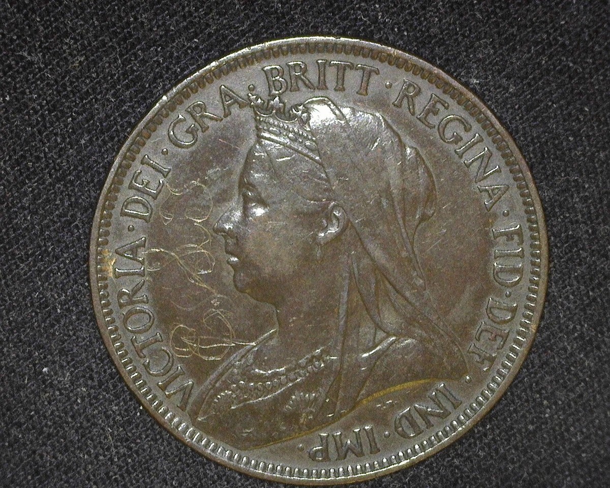 GREAT BRITAIN 1900 HALF-PENNY KM789 ABOUT UNCIRCULATED ~D92