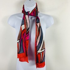 Revelli Womens Rectangle Scarf Pink Gray Red Geometric Mod VINTAGE