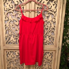 LARGE (L) Forever 21 Ruffle Spaghetti Strap Elastic Waist Dress - red
