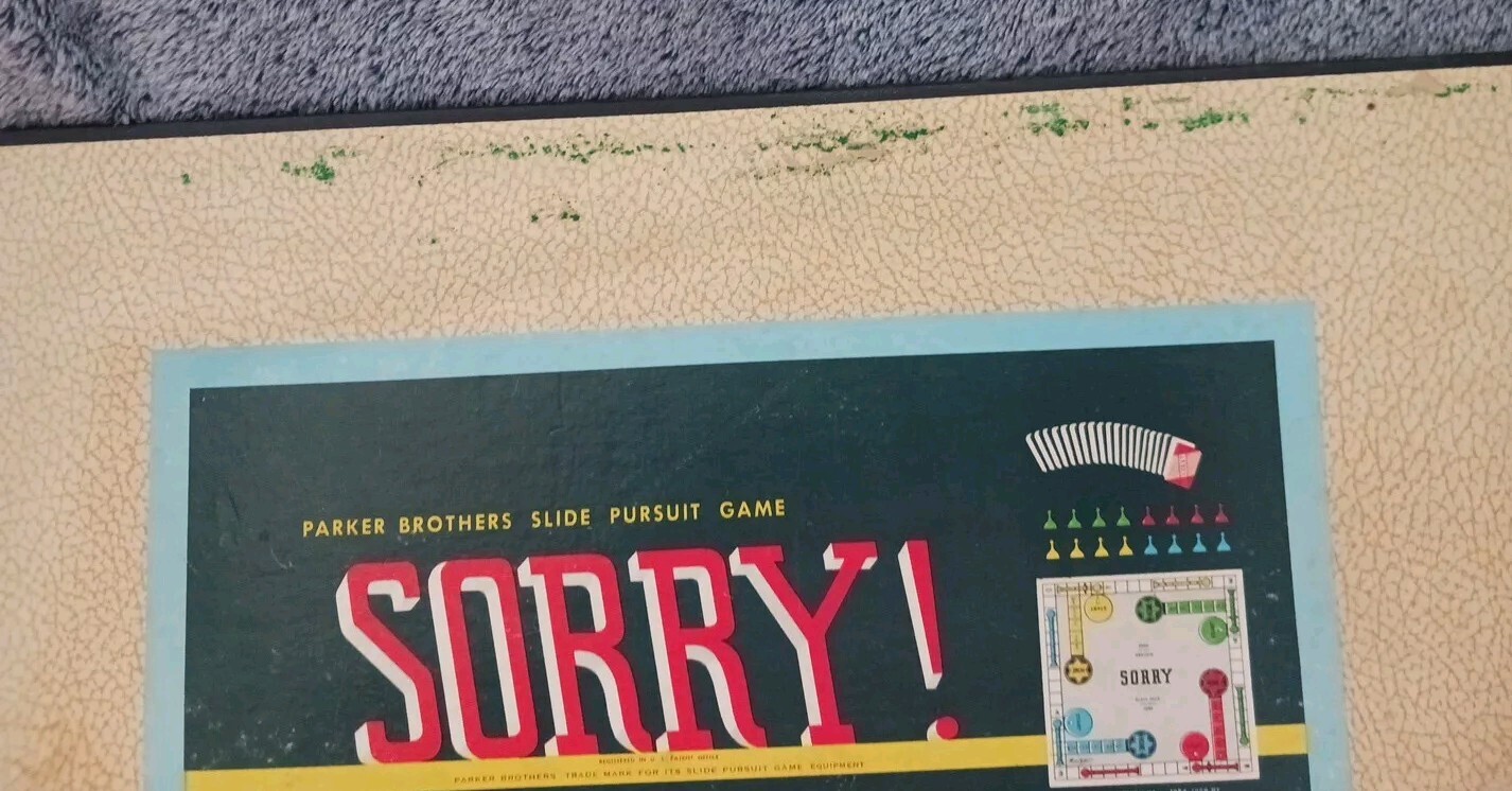 Parker Bros 1950 Sorry Board With Cards