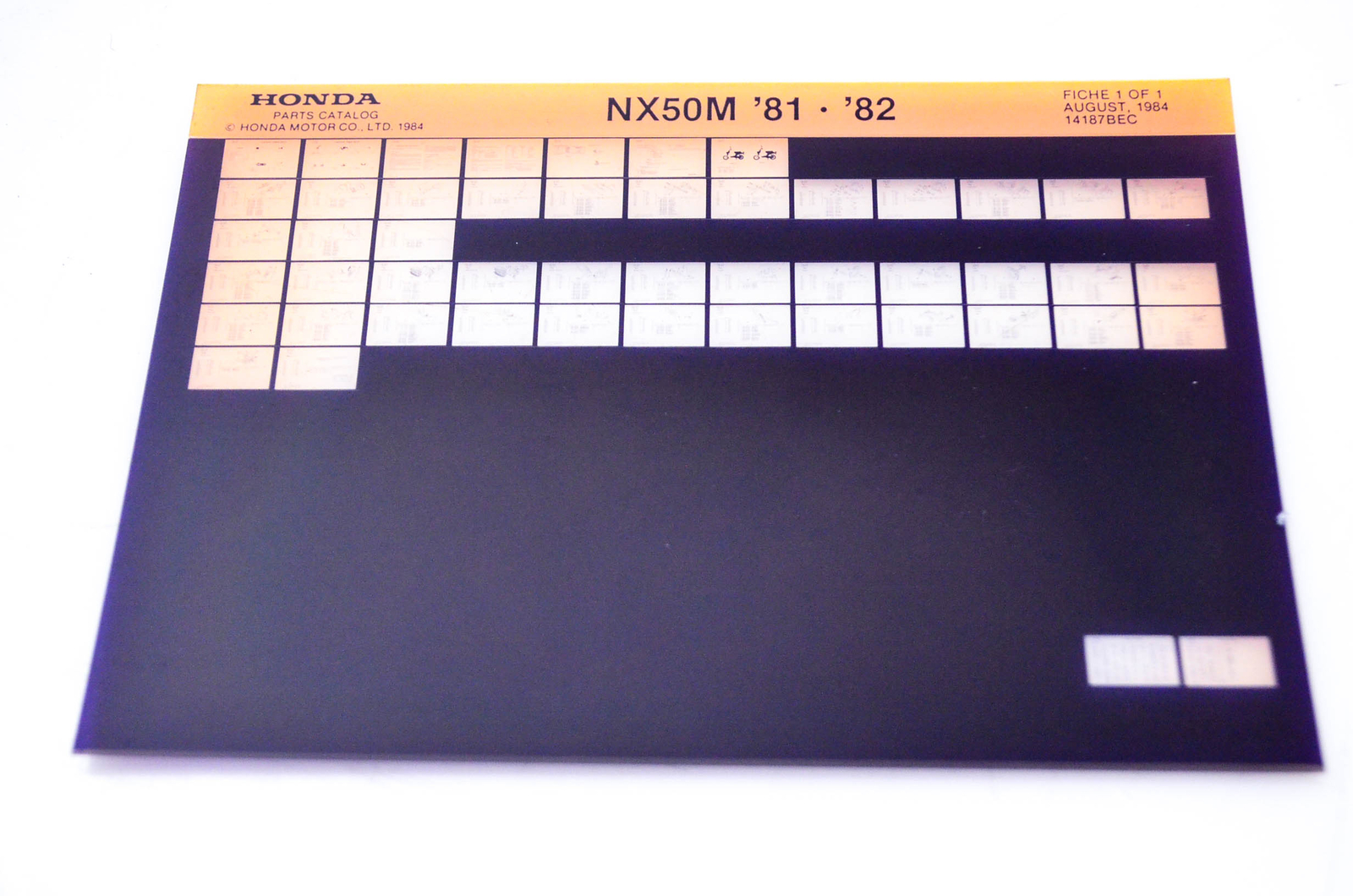 OEM Honda NX50M 1984/August '81 - '82 Parts Catalog Microfiche