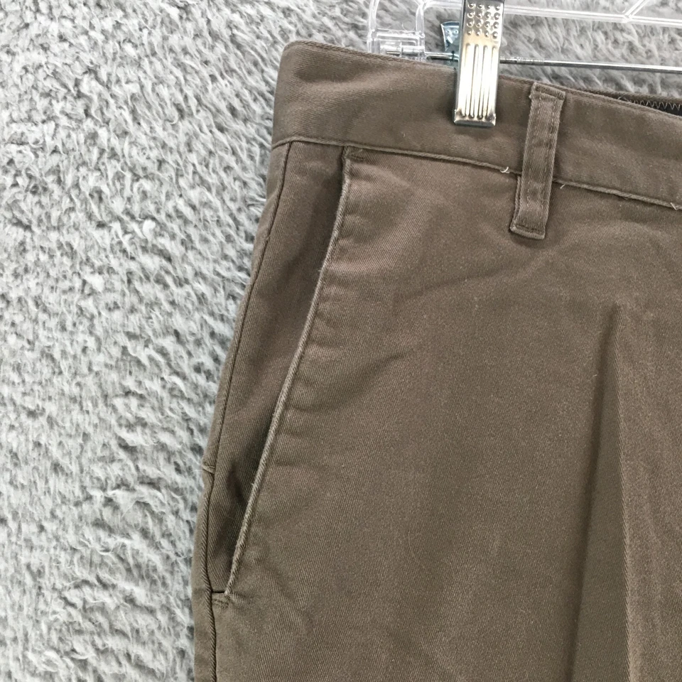 Volcom Chino Shorts Mens 32 Brown Mid Rise Zip Fly Button Side Pocket Flat Front - Image 2 of 4