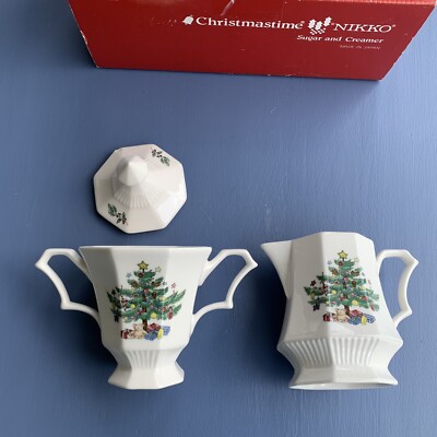 Nikko CHRISTMASTIME Christmas Tree with bear Sugar Bowl, Lid & Creamer READ