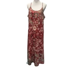 Misslook Maxi Boho Beach Vacation Abstract Red Soft Feel Flowy Dress Size L