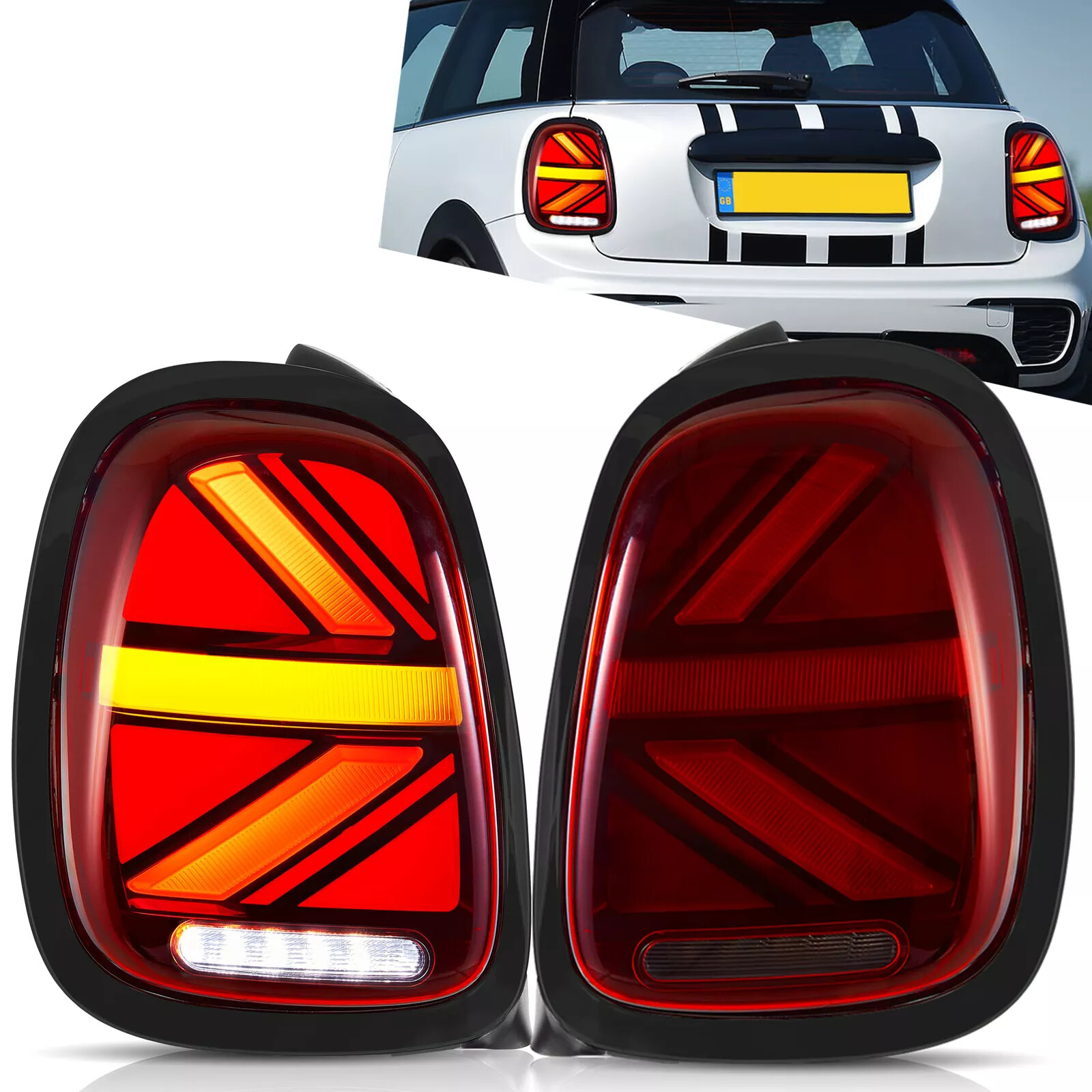 Feux arriere LED VLAND pour Mini Cooper F55 Union Jack et clignotant dynamique
