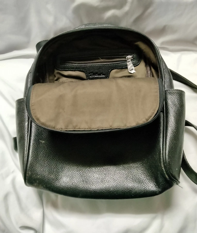 Bostanten 皮革背包女式黑色 4 个外部口袋手柄时尚 — 第 4/4 张图片